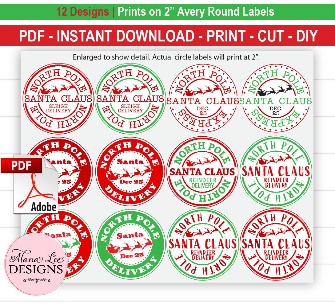 printable-official-christmas-north-pole-post-office-gift-tags-from-santa-claus-13-stamp-designs-2-round-labels-or-5160-labels-download-etsy for Free Printable Avery Christmas Labels Printable Official Christmas North Pole Post Office Gift Tags From Santa Claus, 13 Stamp Designs, 2