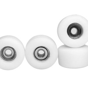 Teak Tuning Apex New Street Fingerboard Wheels - 71D Urethane - Ultraspin Bearings - "White Blue Glow"