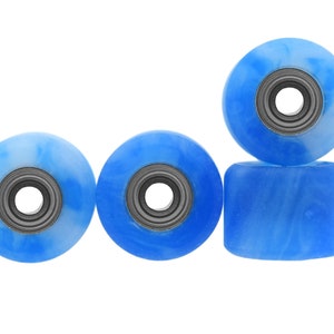 Teak Tuning Apex Shorty Fingerboard Wheels - 61D Urethane - ABEC-9 Bearings - "Ocean Swirl"