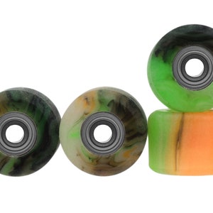Apex Shorty Fingerboard Wheels - 61D Urethane - ABEC-9 Bearings - "Spooky Swirl"