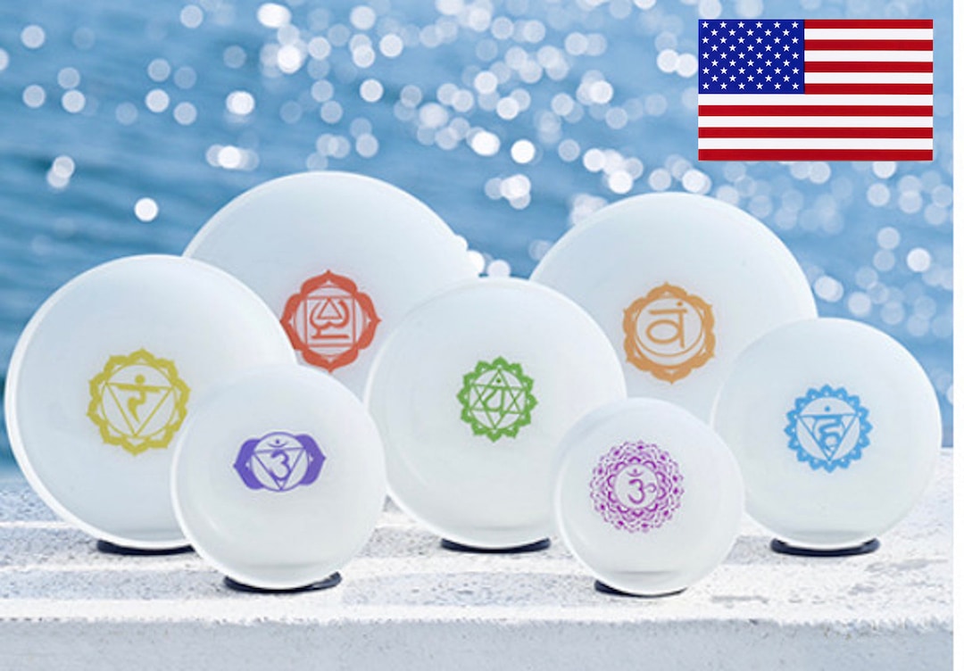 Quartz Singing Bowl Set With 7 Chakra Logo - Etsy