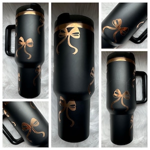 Coquette Bow engraved tumbler~  Bows tumbler gift~ Insulated hot and cold 40 oz Tumbler ~Custom Engraved Tumbler~