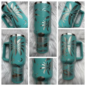 Beachy 40 oz engraved tumbler~ Beach design Tumbler