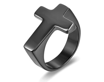 Mens Black Cross Ring - Etsy