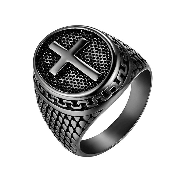 Mens Cross Ring Etsy
