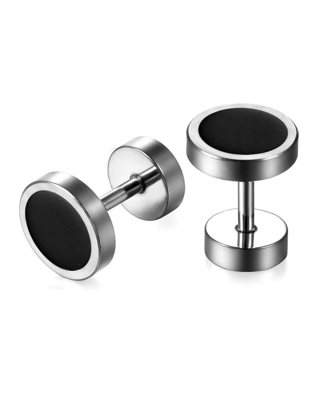 Double Sided Studs Round Barbell Earrings for Men 8mm Size Etsy