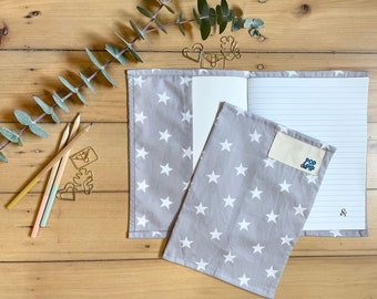 Environmentally friendly school book covers - Grey and white star design