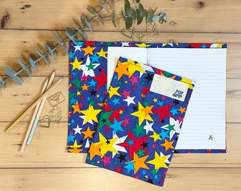 Environmentally friendly school book covers - blue with rainbow stars design