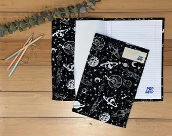 Environmentally friendly school book cover - Black and white planet design