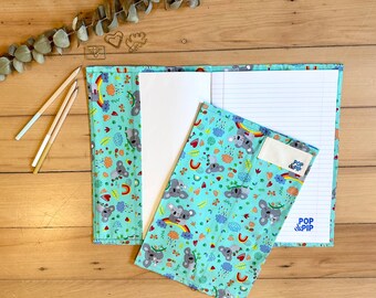 Environmentally friendly school book cover - aqua koalas