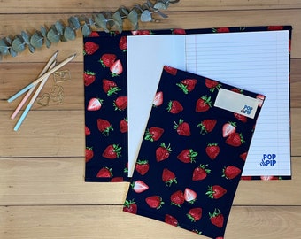 Environmentally friendly school book cover - strawberries design