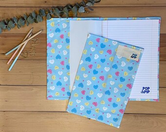 Environmentally friendly school book cover - smiling hearts