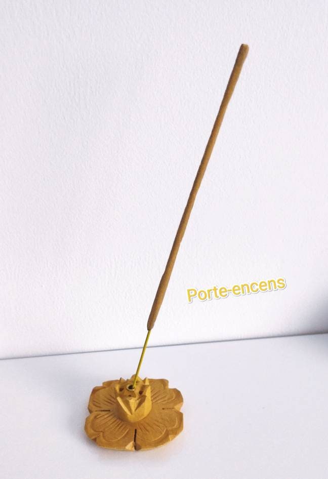 Porte-Encens Bois Naturel en Forme de Fleur.