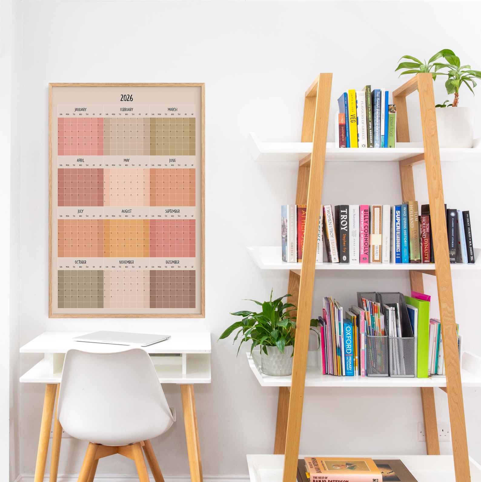 2026 Calendar-year, Vertical Wall Planner, Months in Blocks, Earthy ...