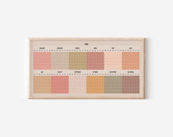 2026 Calendar-Year, Horizontal Wall Planner, Months in Blocks, Earthy Pink Planner, 20x40in, 50x100 cm