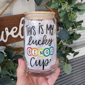 Lucky bingo cup, bingo queen cup, bingo gift ideas, bingo tumbler, Iced Coffee cup, Grandma bingo cup, bingo tumbler lid and straw