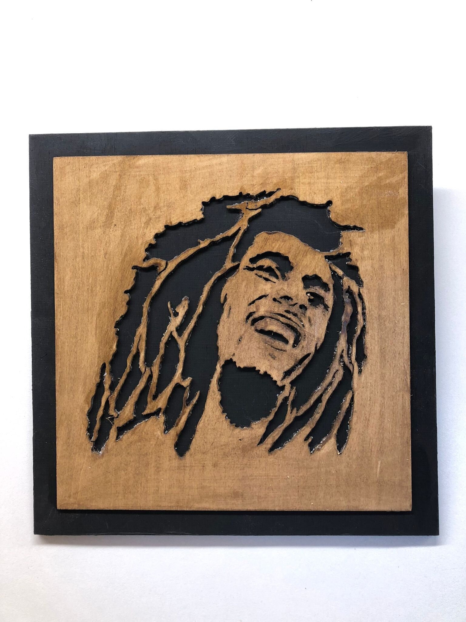 Tableau en Bois, Bob Marley, Création Artisanale