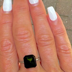 Silver black agate ring