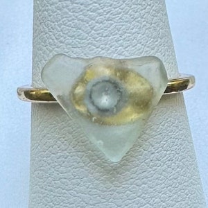 Gold sea glass heart ring