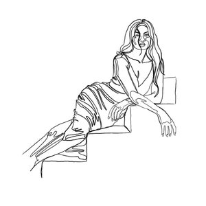 Beautiful woman single line drawing set of 5