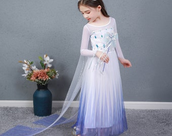 Queen Elsa and Anna Cosplay Costume Girls Outfit Kids Party Fancy Dress Up