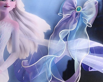 Frozen Elsa Inspired Hair Clip With Beatiful Long Ribbons Hair - Etsy