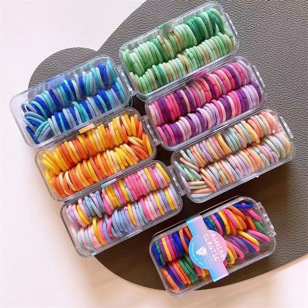 60 Colourful Thin BABY Girls Endless Hair Elastics Bobbles Bands Ponies Set