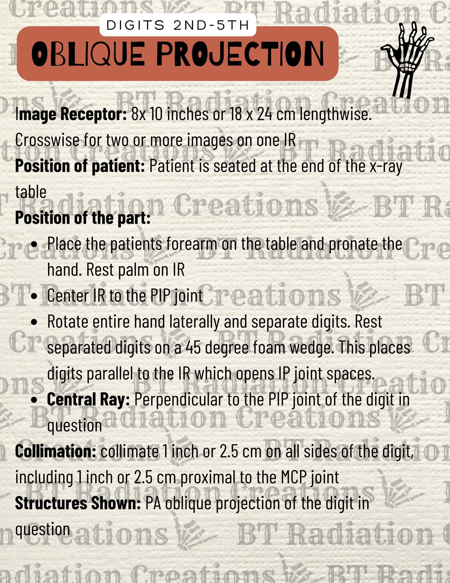 3rd Digit X Ray Routine Study Guide, Digits X-ray, Finger X-ray, Positioning and Procedures ...