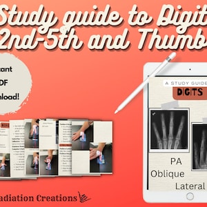 Study guide, Digits X-Ray, Finger X-Ray, Positioning and procedures, PDF Download, X-Ray Tech, Rad Tech, Digital Download