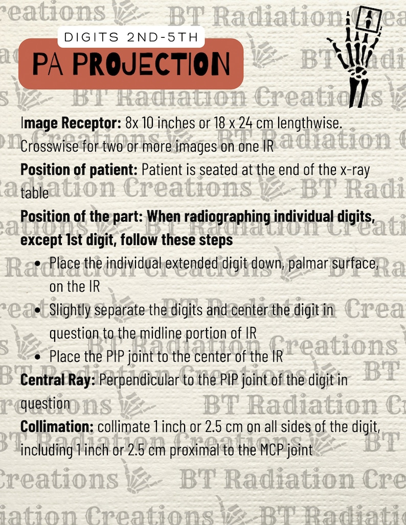 3rd Digit X Ray Routine Study Guide, Digits X-ray, Finger X-ray, Positioning and Procedures ...