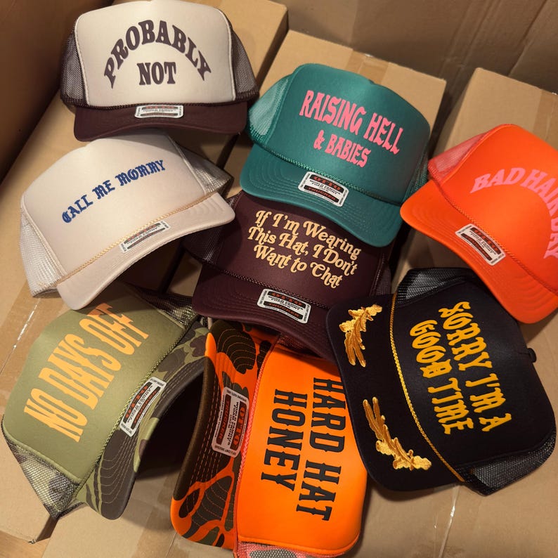 Custom Puff Print Trucker Hat, Friend Gifts, Vacations, Trips, Bachelorette Party, Viral, Gen Z image 12