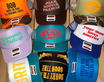 Customizable Trucker Hat, Custom Puff Print Vacation Hats, Bachelorette Party Hats, Birthday Crew Baseball Caps