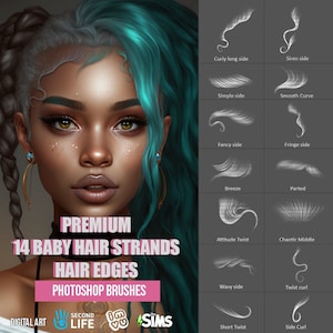 Photoshop/Procreate Baby-Haarbürsten für digitale Kunst | IMBU | Zweites Leben | Sims | Slayed Kanten | Bündel | Strähnen | PNG-Dateien enthalten