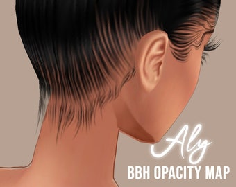 Aly BACK Opacity Map for IMVU | BBH | Baby hair texture | Sleek cap | Scalp for imvu hairstyles | Tutorials and Texture Included