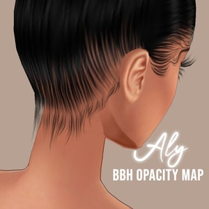 Mapa de opacidad de Aly BACK para IMVU / BBH / Textura de cabello de bebé / Gorra elegante / Cuero cabelludo para peinados de imvu / Tutoriales y texturas incluidos