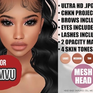 IRVU Mesh Head - Crystal High Quality .JPG Textur, Deckkraft Maps + KOSTENLOSE Texturen für Augen, Brauen, Wimpern mit vorgefertigtem Chkn Projekt