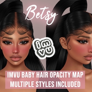 Mapa de opacidade de cabelo de bebê Betsy para IMVU | BBH | Textura de cabelo de bebê | Boné elegante | Couro cabeludo para penteados IMVU | Tutoriais e texturas incluídos