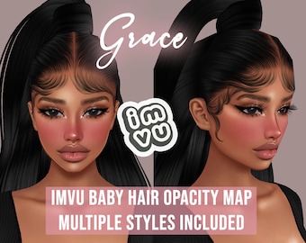 Grace Baby Hair Opacity Map for IMVU | BBH | Baby hair texture | Sleek cap | Scalp for IMVU hairstyles | Tutorials and Textures Included