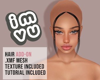 IMVU Hair add-on mesh .XMF Double Hair Strands file + free texture and easy tutorial! Compatible with any IMVU hairstyle