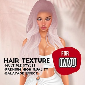 Textura de cabello IMVU Balayage - Dollie - Tono rubio rosado Texturas premium de alta calidad Tamaño 256x256 Múltiples estilos incluidos Paquete único