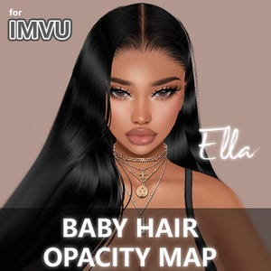 Mapa de opacidad del cabello de Ella Baby para IMVU / BBH / Textura de cabello de bebé / Gorra elegante / Cuero cabelludo para peinados de IMVU / Tutoriales y texturas incluidos