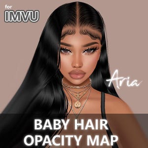 Mapa de opacidad de cabello de bebé Aria para IMVU / BBH / Textura de cabello de bebé / Gorra elegante / Cuero cabelludo para peinados de IMVU / Tutoriales y texturas incluidos