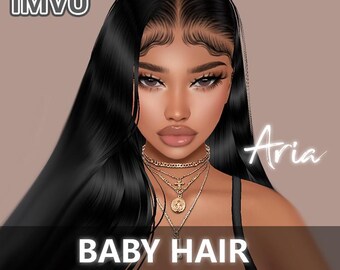 Aria Baby Hair Opacity Map for IMVU | BBH | Baby hair texture | Sleek cap | Scalp for IMVU hairstyles | Tutorials and Textures Included