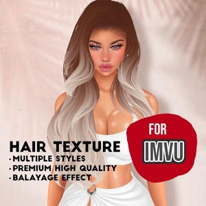 Textura de cabello IMVU Balayage - Melocotón - Tono rubio Texturas premium de alta calidad Tamaño 256x256 Múltiples estilos incluidos Paquete único