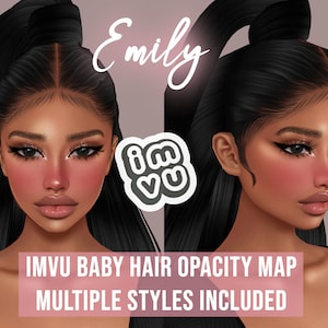 Mapa de opacidad del cabello de Emily Baby para IMVU / BBH / Textura de cabello de bebé / Gorra elegante / Cuero cabelludo para peinados de IMVU / Tutoriales y texturas incluidos