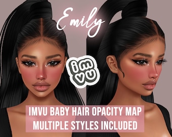 Emily Baby Hair Opacity Map for IMVU | BBH | Baby hair texture | Sleek cap | Scalp for IMVU hairstyles | Tutorials and Textures Included
