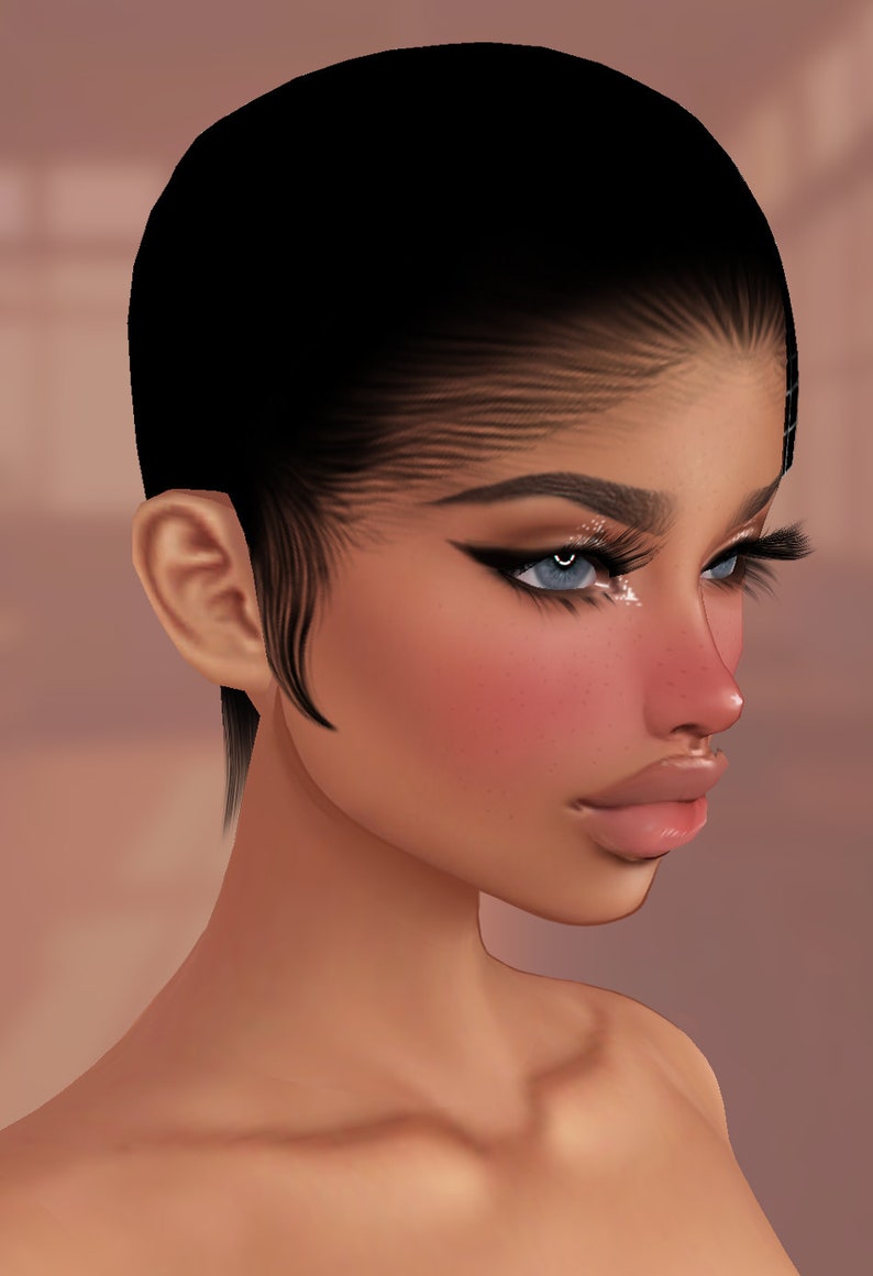2023 IMVU Baby Hair MESH full 2 FREE Opacity Maps Sleek Baby Hair .xmf