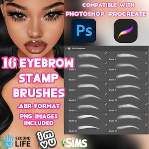 16 Eyebrow Stamp ABR Brushes for Photoshop & Procreate | IMVU | Second Life | Sims | Multi-license | Eyebrows Brow Brows Ultra HD