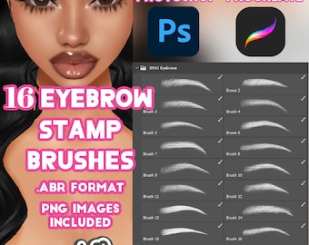 16 Eyebrow Stamp ABR Brushes for Photoshop & Procreate | IMVU | Second Life | Sims | Multi-license | Eyebrows Brow Brows Ultra HD