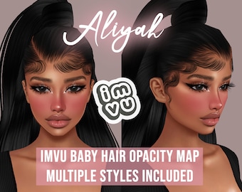 Aliyah Baby Hair Opacity Map for IMVU | BBH | Baby hair texture | Sleek cap | Scalp for IMVU hairstyles | Tutorials and Textures Included